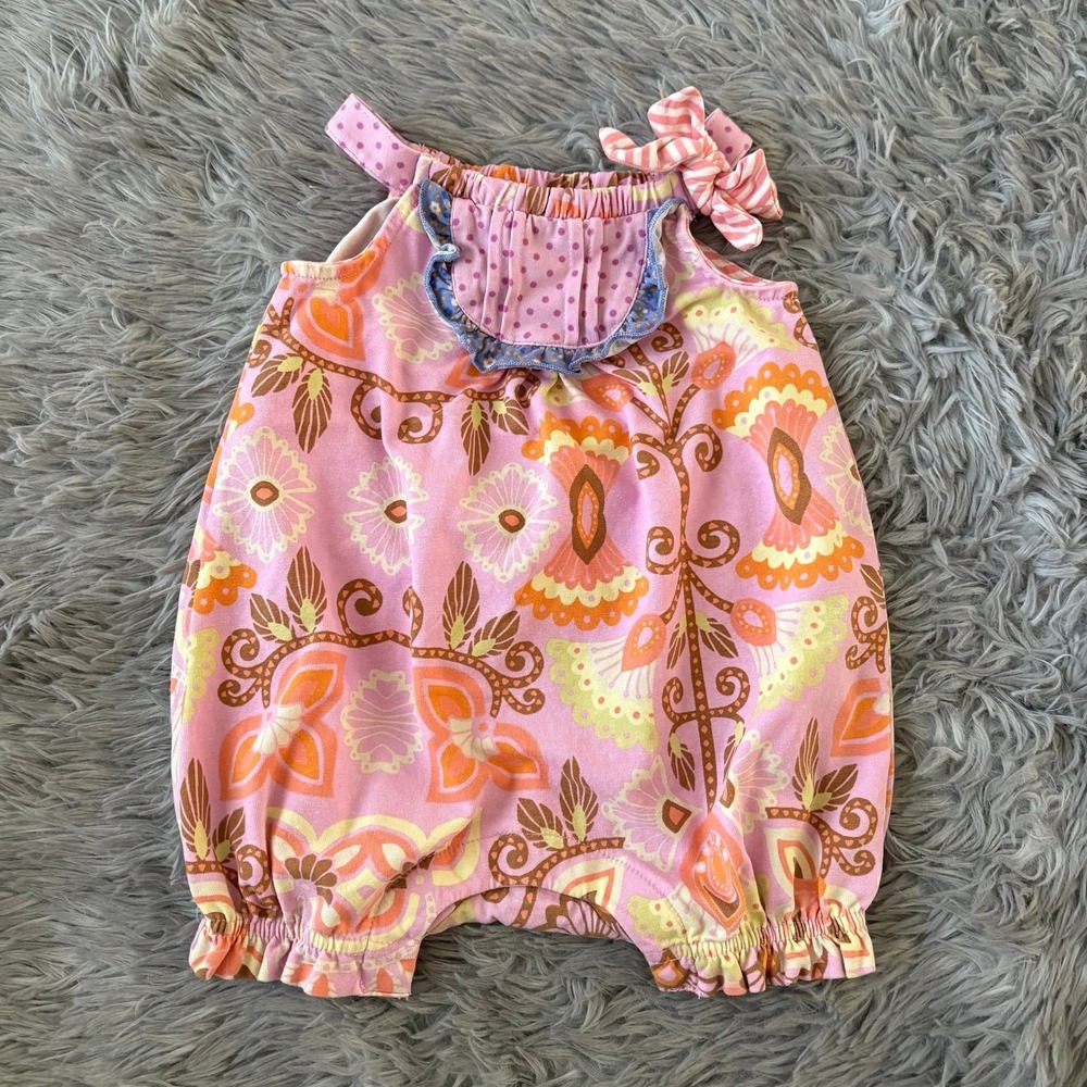 Matilda‎ Jane Tank Ruffle Romper Floral & Designs Pink Baby Girl 3-6 Months